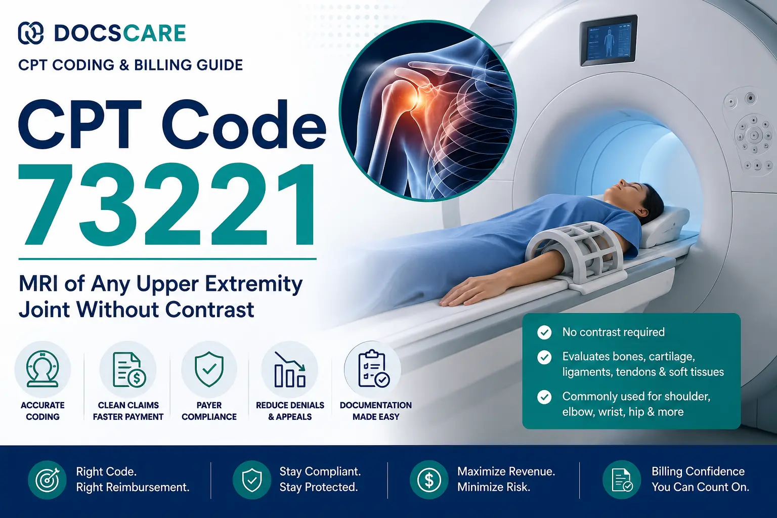 CPT Code 73221: Upper Extremity Joint MRI Without Contrast